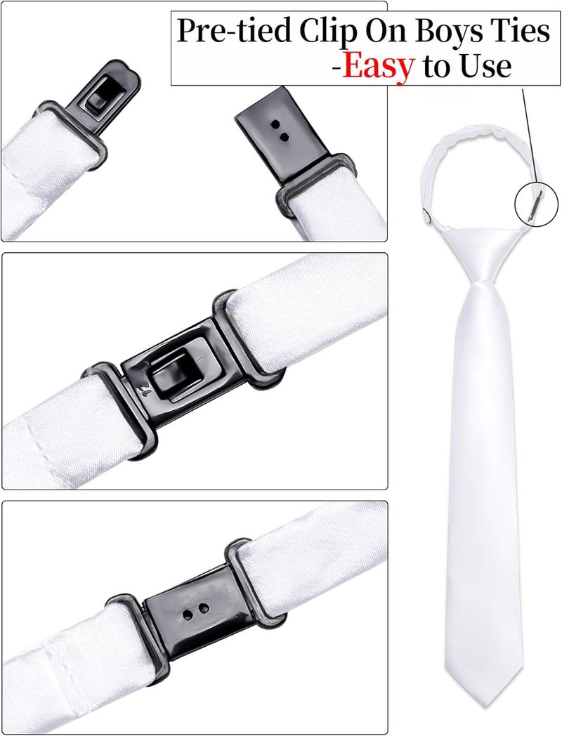 Ailisus Store Boys Tie Solid Color Silk Satin Pre-tied Kids Necktie for Age 8-12 Adjustable Formal Wedding School Graduation - Image 4
